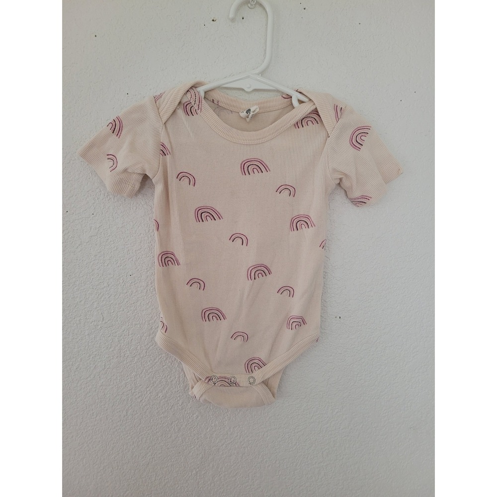 Kate Quinn Organic Cotton Rib Rainbow Print Bodysuit 6-12M Cream Purple #2